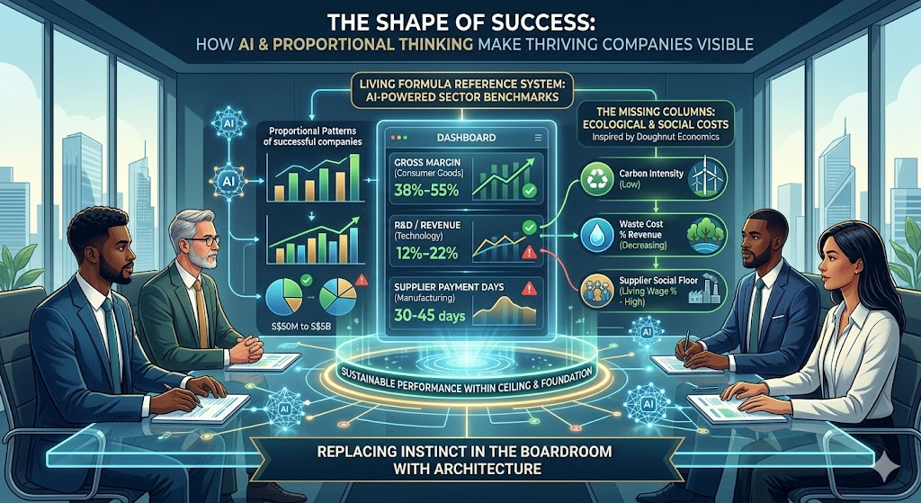 The Living Formula — AI-powered architectural decision-making in the boardroom (illustration by Gemini, Google's AI)